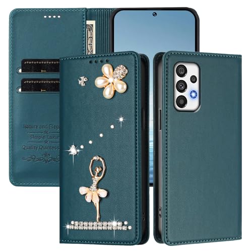 Étui portefeuille Galaxy A72 vert avec clapet magnétique résistant - 3