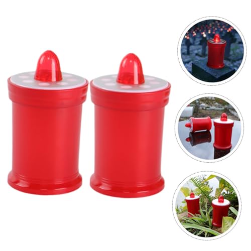 Velas LED sin llama rojas religiosas de plástico ligero para decoración de cementerio 7