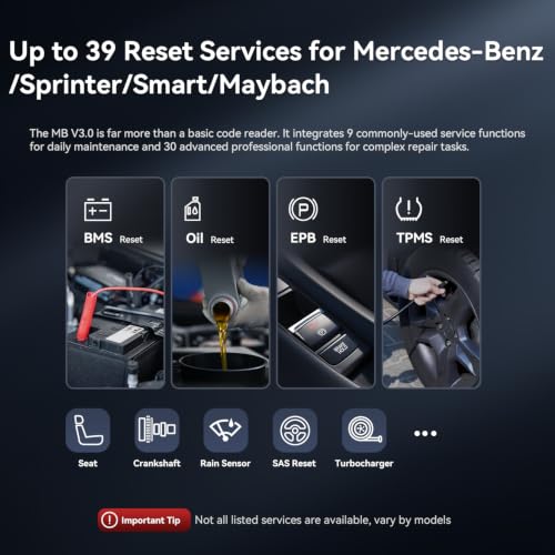 Image of iCarsoft Bidirectional Diagnostic Tool for Most Mercedes-Benz /Sprinter /Smart from 1996-2025 MB V3.0 2026 Version Up to 39 Service Full System OBD2 Scanner All Test AutoVIN Battery Test Free Update