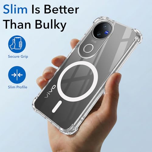 Image of Jkobi Shockproof Crystal-Clear Back Cover for Vivo V50 | Vivo V50e (Magsafe Wireless Support | Drop & Camera Protection | Hard Polycarbonate)
