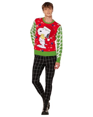 Spencer’s Peanuts Light-Up Snoopy & Woodstock Christmas Sweater | Officially Licensed | Light-Up Christmas Sweaters4