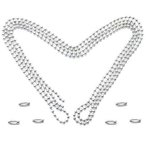 Image of Ceiling Fan Pull Chain, 60 Inch Pull Chain Extension for Ceiling Fans and Light Fixture, Rust Proof Stainless Steel Ball Chain with Matching Connectors (3mm Diameter, Silver)