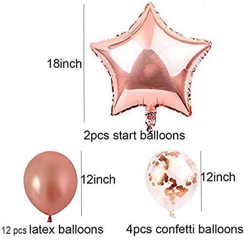 TOYXE Happy Birthday Latex Balloon, 13pcs "happy Birthday " Letter Balloons , 2pcs Foil Balloons, 4 Pcs Confetti Balloons. 12 Pcs Balloons, Rose Gold - Image 2 thumbnail