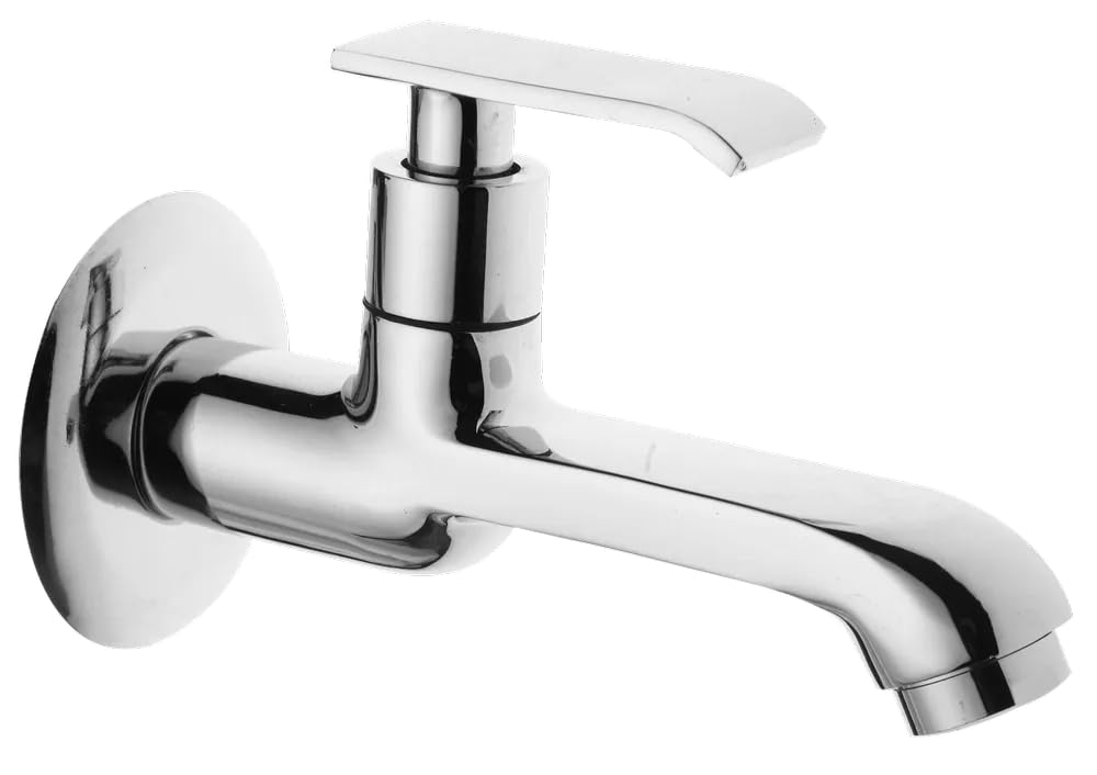 Clay Plus Stainless Steel Single Lever Long Body Tap Bib Cock Faucet with Chrome Finish for Kitchen & Bathroom Wash Basin (Modern, Single Hole, Lever Handle, 4 Inches Spout, Pack of 1)-image-5