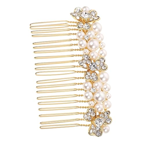 Ciieeo 結婚式用ク ルヘアコーム 製ラ ーン パールデ 耐久性あり 女性向け記念日 パーティー髪飾り お呼ばれや にも