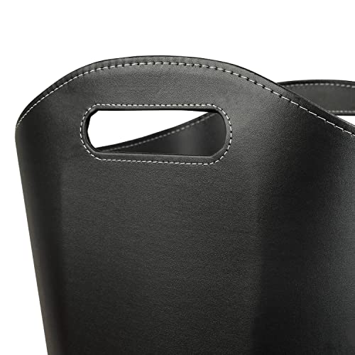 Schramm® Kaminholzkorb aus Kunstleder schwarz mit Griffen wählbar in rund oder rechteckig Feuerholzkorb, Größe:rund