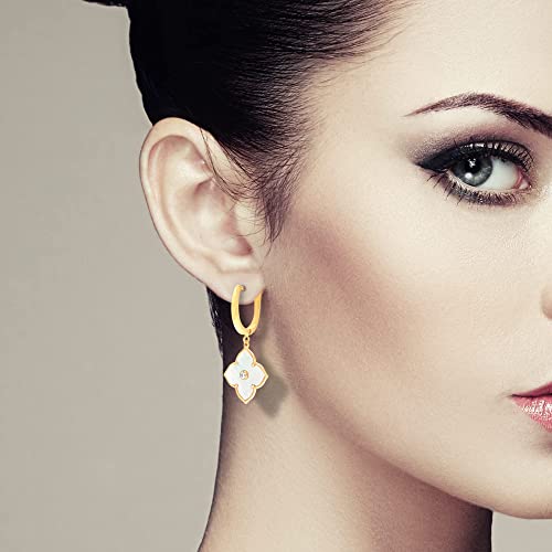 Image of LeCalla 925 Sterling Silver BIS Hallmarked 18K Gold Plated Mother of Pearl Drop Stud Earrings for Women and Girls