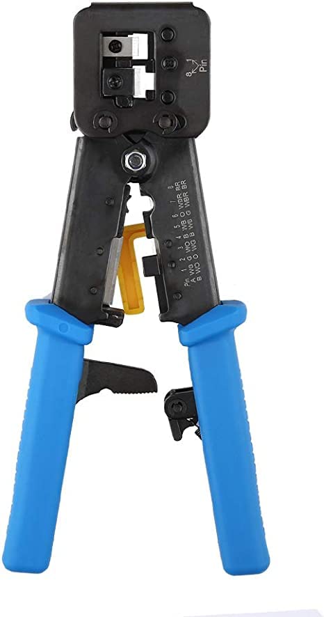ULTRABYTES RJ45 Crimp Tool Pass Through Cat5 Cat5e Cat6 Crimping Tool for RJ45/RJ12 Regular and End-Pass