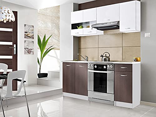  Cedar M  Cucina compatta Completa 1,8m  5 Pezzi + Piano di Lavoro Inclusi  Set di mobili da Cucina Moderni lineari