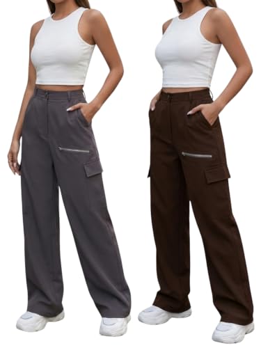 Image of GRECIILOOKS Cargo Pants for Woman,Trousers for Womans |High Waist Trouser for Women Flared Parachute Pants with Side Pockets |Womens Cargo Pant,Elegant for College & Events (Available in Plus Size)