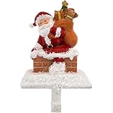 Kurt Adler Resin Santa with Gift Box Stocking Holder, 6.5-Inch