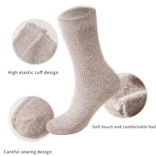 Image of SISOSOCK 5 Pairs Fuzzy Soft Cozy Comfortable Socks for Women, Casual Sleep Comfy Socks, Perfect Warm Winter Gifts for Women