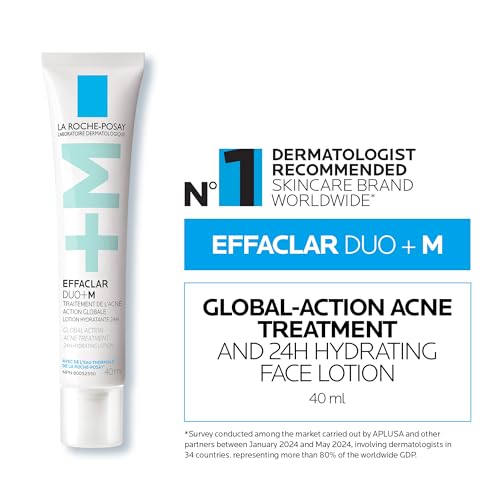 La Roche Posay Acne Face Cream with Salicylic Acid & Niacinamide, Effaclar Duo+M Face Moisturizer for Oily, Acne-Prone Skin. Helps Clear Pimples, Remove Blackheads & Prevent Breakouts, 40ML
