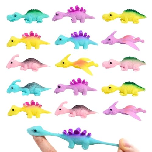 20 juguetes de dinosaurio con tirachinas, juguetes de dinosaurio volador de goma elástica, rellenos de calcetines de Navidad, bromas y regalos perfectos para niños y niñas