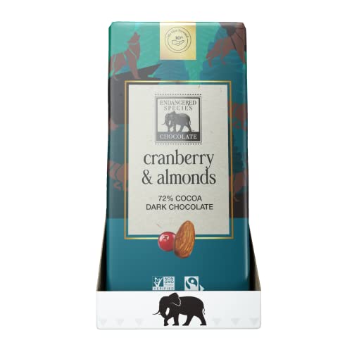 Endangered Species Dark Chocolate Bar W/Cranberries & Almonds (72% Cocoa) #TOP1
