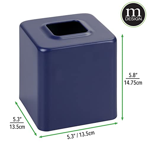 Mdesign Metal Square Tissue Box Cover, Modern Facial Paper Holder - Accessories For Bathroom Vanity Countertop, Bedroom Dresser, Night Stand, Desk, Office, End Table, Unity Collection, Matte Navy Blue #TOP3