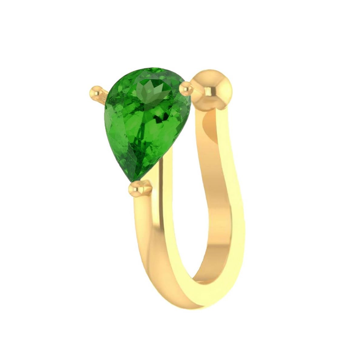 vama FASHIONS Stylish Gold Plated Emerald Stone Without Piercing Clip On Nose Pin Pressing Type Nose Ring Stud for Women & Girls-picture-3