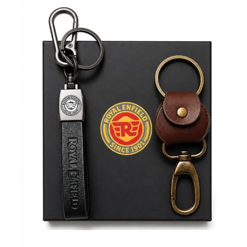 Image of Leather Strap Keychain, Embossed Logo Design, Durable Premium Key Ring for Bike Lovers & Gift Use