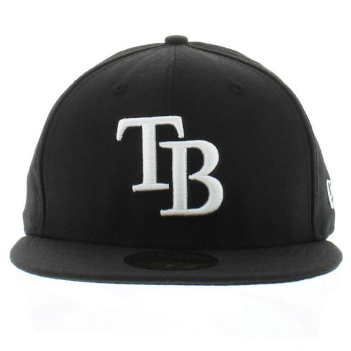 Tampa Bay Rays Black & White 59fifty - Talla 7 3/8 miniatura 1