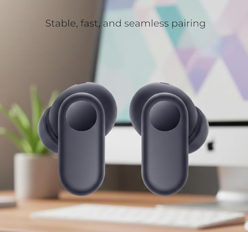 Image of Lynacz Original True Wireless Earbuds Compatible with One-Plus, 2R, with Mic 2r, 12.4mm Drivers, Playback Upto 38hr with Ling Playtime & Travel Friendly (Black)