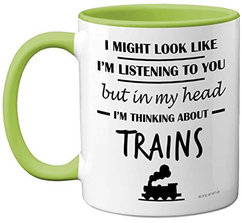 Stuff4 Steam Train Gifts Men, in My Head I'm Thinking About Trains Mug, Funny Gifts Spotting Enthusiasts