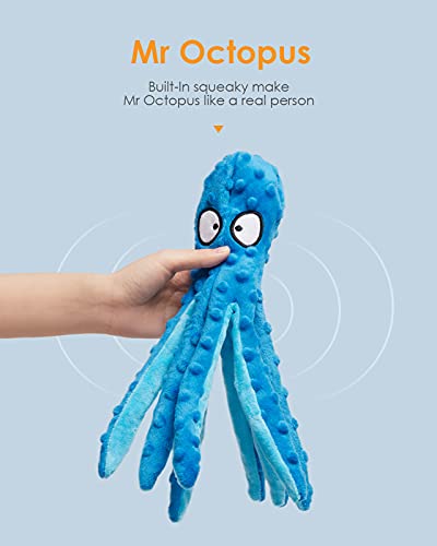 Hgb Squeaky Dog Toys, Octopus No Stuffing Crinkle Plush Dog Chew Toys For Puppy Teething, Pet Training And Entertaining, Durable Interactive Dog Toys For Puppies, Small, Medium, And Large Dogs, 2 Pack #TOP1