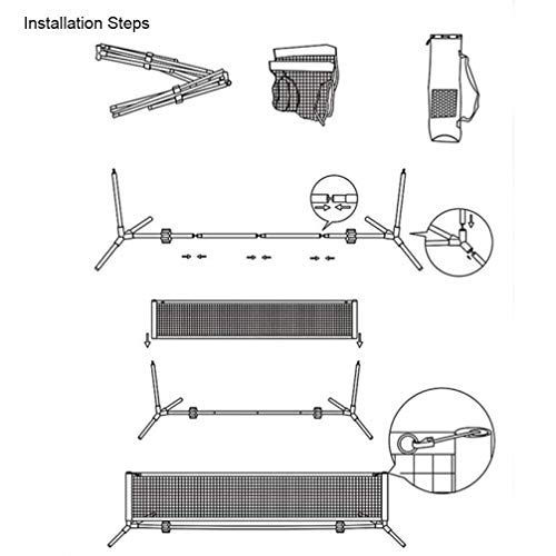 Aoneky Tennis Rack en Net Kit 3M/6M x 84cm - Draagbaar Opvouwbaar Pickleball Tennisnet met Opbergtas - Indoor Outdoor… - Image 6