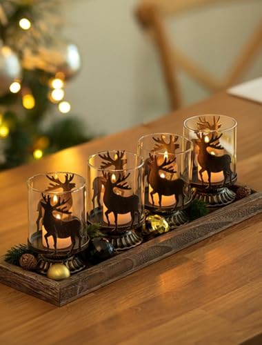 Sziqiqi Adventskranz Teelichter Teelichthalter Weihnachten: 4er Set...