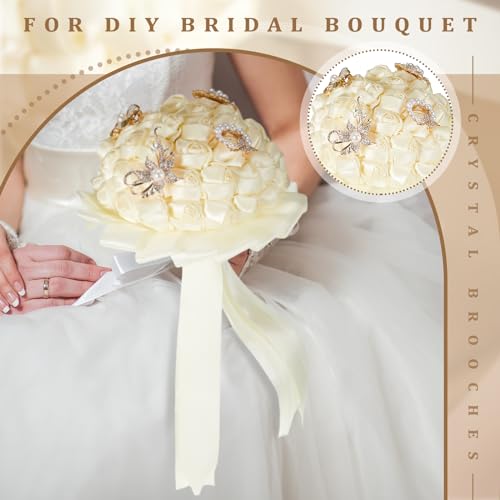 Ecally 4Pcs Women'S Brooch Pin Lapel Heart Brooch Simulated Crystal Pearl Rhinestone Flower Brooches For Women Bridal Wedding  thumb #2