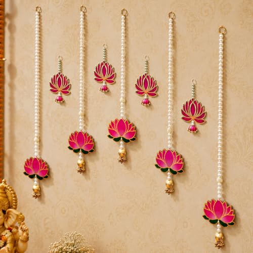 Image of SpecialYou Ganpati Decoration Setup for Home Decor With Lotus Wall Hanging Decoration, Ganesh Chaturthi Home Decoration, Wall Decor Items for Living Room- 9Pcs