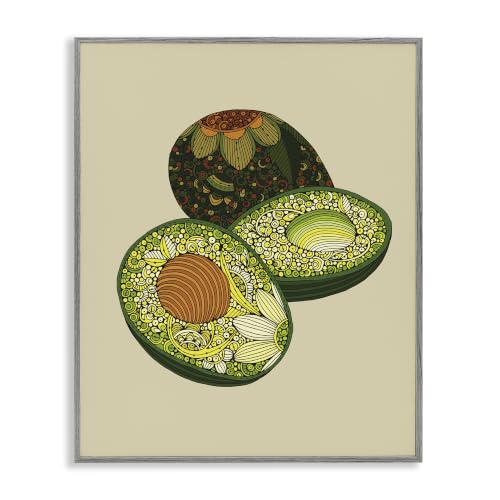 Intricate Floral Avocado Still Life, 11 x 14 Inch Framed Giclée Print