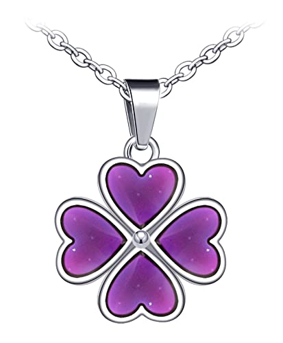 MicVivien Bijoux Collier De Température Pendentif Médaillon Coeur/Trèfle à Quatre...