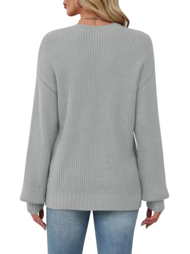 Lylinan Womens Sweaters Fall Long Sleeve Cowboy Chic Grey Medium - image 4