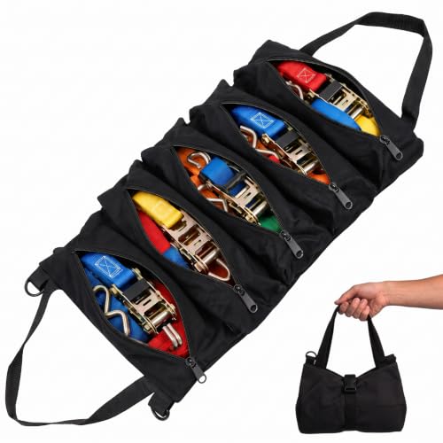 Ratchet Strap Organizer Tool Bag, Tie Down Straps Storage Tools Bags