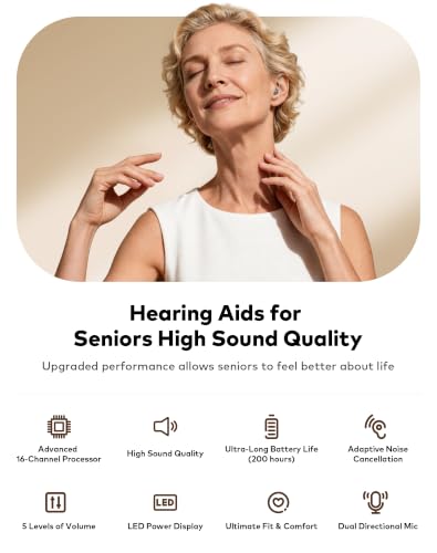 Hearing Aids for Seniors & Adults, 5-Level volume, 100-Hour battery life