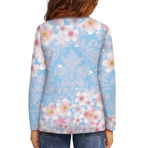 Image of Girls Long Sleeve Shirts Casual Crewneck Soft T-shirts for Girls 3-16 Years Old