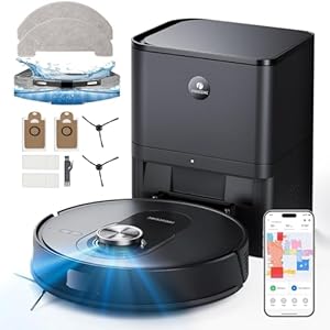 Proscenic Q8 Max Saugroboter mit Wischfunktion, 5000Pa 200min Staubsauger Roboter mit Absaugstation 3L Staubbeutel, Intelligentes Laser Navigation mit 5 Karten, Steuerung über APP Alexa Google Siri