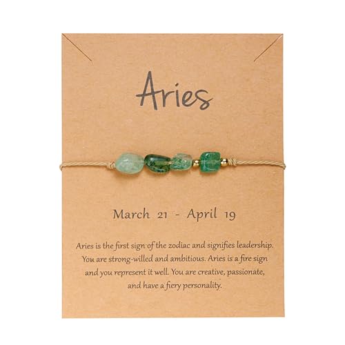 12 Constellation Natural Stone Bracelet with Cards Healing Crystals Gemstone Beaded Charms Bracelet for Couples Friendship Reiki Yoga Meditation Spiritual Jewelry Birthday Gifts