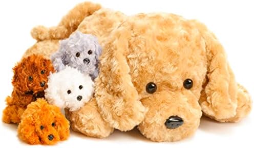 5 Pieces Dog Stuffed Animals for Girls,Puppy Stuffed Animals Toys for Girls 3 4 5 6 7 8 9 Years,1 Mommy Dog with 4 Baby Dogs Soft Plush Toys Gift for Kids Christmas,Valentine's,Birthday,Children's Day