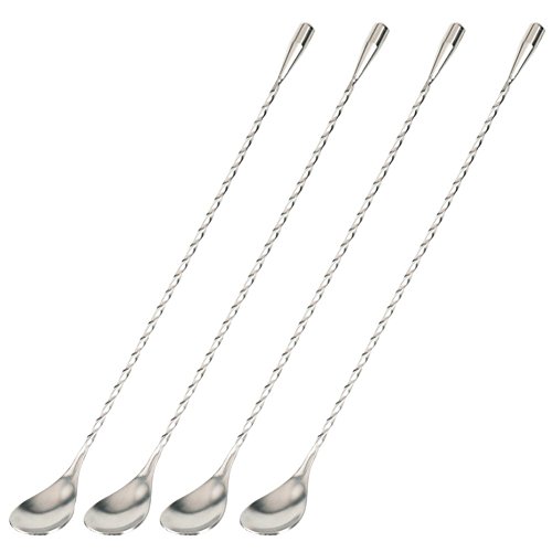 4PCS/set 30,5 cm in acciaio INOX bar barman miscelazione cucchiaio, COOCANKE lunga spirale modello bar cocktail shaker Barware mestolino per gelato, caffè, milkshake, succhi, tè