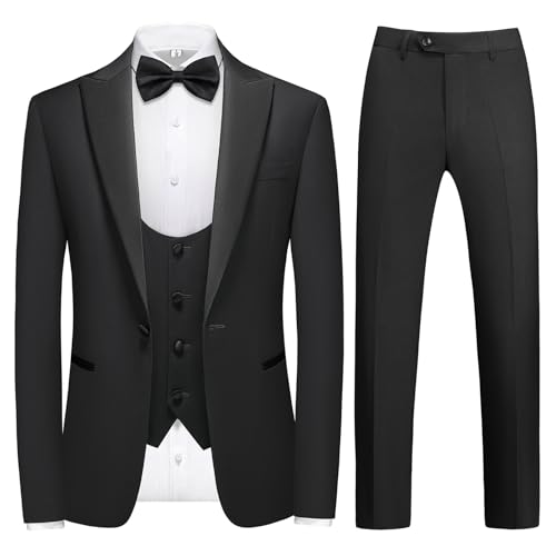 Rogers & Morris Tuxedo Suit for Men Solid 4 Piece Set Regular Fit