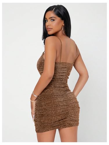 Image of Floerns Women's Glitter Sleeveless Ruched Party Clubwear Bodycon Mini Dress