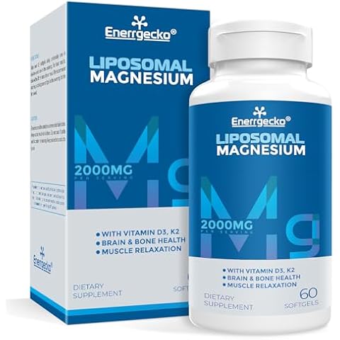 Liposomal Magnesium Softgels 2000mg - Magnesium Supplement with Vitamin D3 & K2 - Brain and Bone Health & Muscle Relaxation - Non-GMO, Gluten-Free 60 Softgels Cover