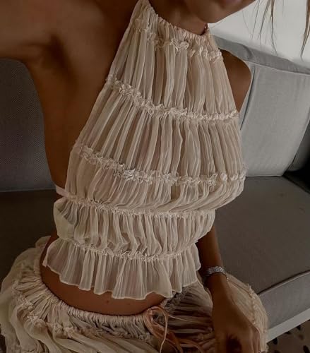 Women Y2K Skirt Set Outfits Strapless Crop Top Bodycon Midi Skirt Dress Sexy 2 Piece Knit Outfits Skirt Summer4