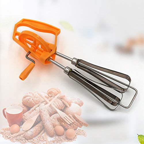 Batidor manual de huevos, batidor de huevos, batidor de crema, espumador duradero, herramientas de cocina prácticas (naranja)