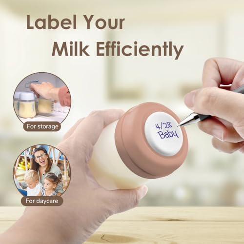 Image of Maymom Screw Lids Aka Travel Caps with Rewritable Sealing Disc Compatible with Avent, Maymom Wide Mouth Bottles; Cap Replace Avent Natural Bottle Sealing Ring and Sealing Disc, 6pcs. (Brown)
