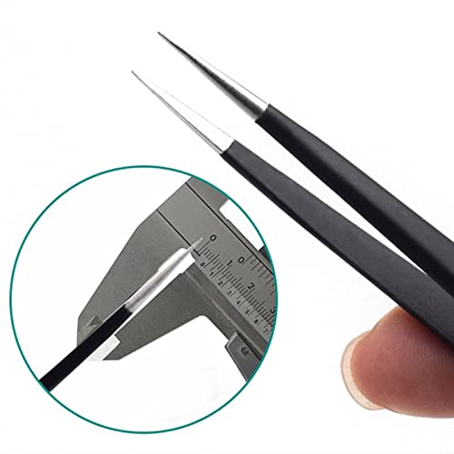 2 PCS ESD-Edelstahl-Präzisions Pinzette Präzisions Antistatisch Edelstahl,ESD Pinzetten Set für Computer, Elektronische Reparaturen, Schmuck, Labor, Präzisionsarbeit