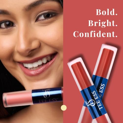 Image of Tee Ess Duo Lips 2-in-1 | Lip Gloss & Matte Cream Mousse Liquid Lipstick | High Shine Gloss + Soft Matte Finish | Long-Lasting, Lightweight & Non-Sticky | 5ml (BROWNIE LIPS)