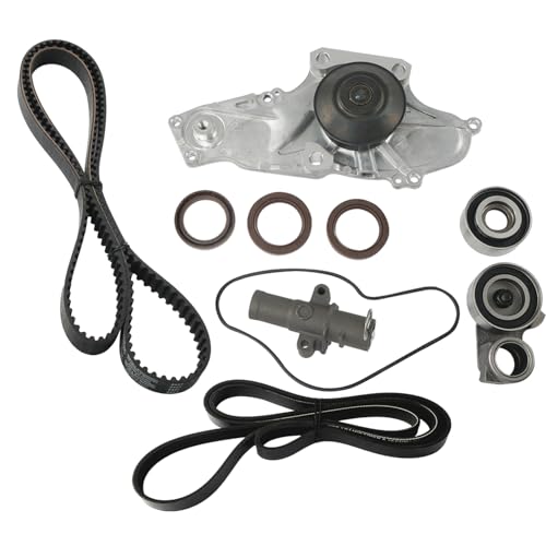 TKH002 Timing Belt Kit with Water Pump Compatible with 03-18 Honda Accord Crosstour Pilot Odyssey Ridgeline Acura MDX RDX RL TL TSX ZDX Saturn Vue 3.0L 3.2L 3.5L 3.7L Replaces TCKWP329 19200-RDV-J01