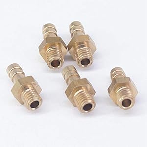 Pangyoo PYouo-Messing pijp joint 4mm X M5 Metrische Mannelijke Draad Messing Koppeling Splicer Connector Montage Voor Brandstof Gas Water,5 stks, Dik materiaal